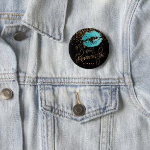Ask Me About my Glamourous Lips - Teal Blue 6 Cm Round Badge