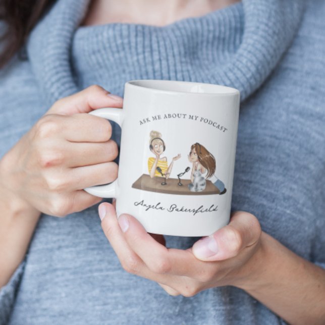 Ask Me About My Podcast | Monogram Podcaster Mug (Creator Uploaded)