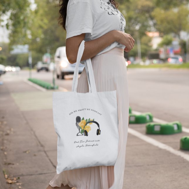 Ask Me About My Podcast | Monogram Podcaster Tote Bag (Creator Uploaded)
