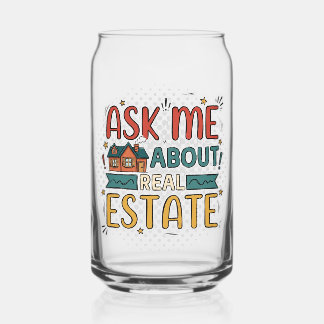 Ask Me About Real Estate Custom Logo Realtor Can Glass