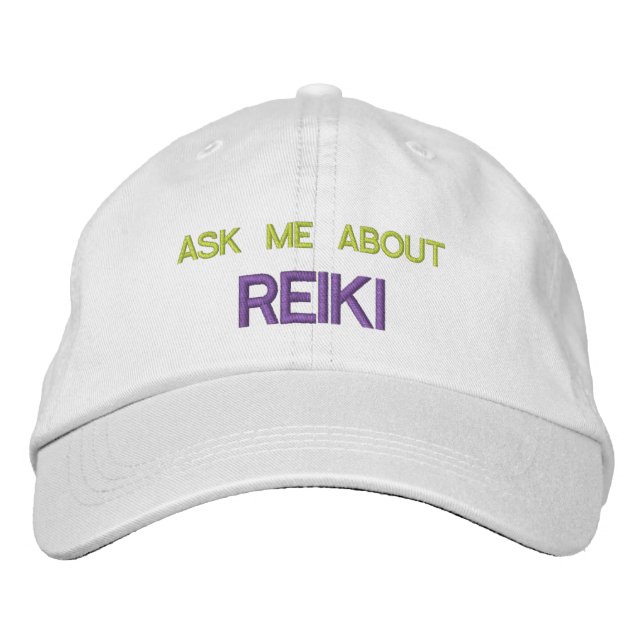 ASK ME ABOUT REIKI - Personalised Adjustable Hat (Front)