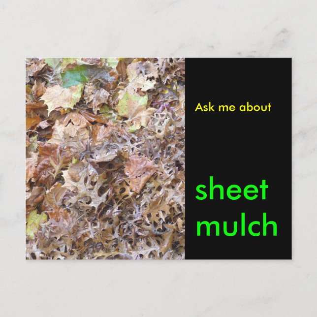 Ask me about , sheet mulch postcard (Front)