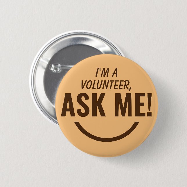 Ask Me Camel Volunteer Badge Pinback (Front & Back)