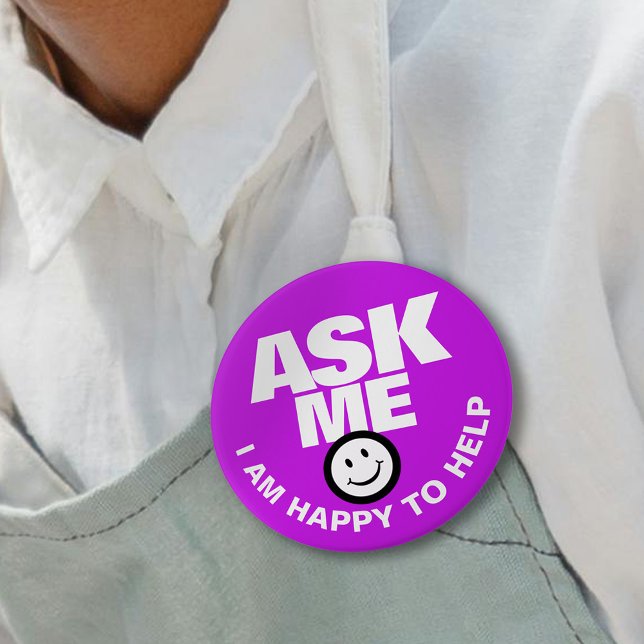 Ask me I am happy to help purple button (Creator Uploaded)