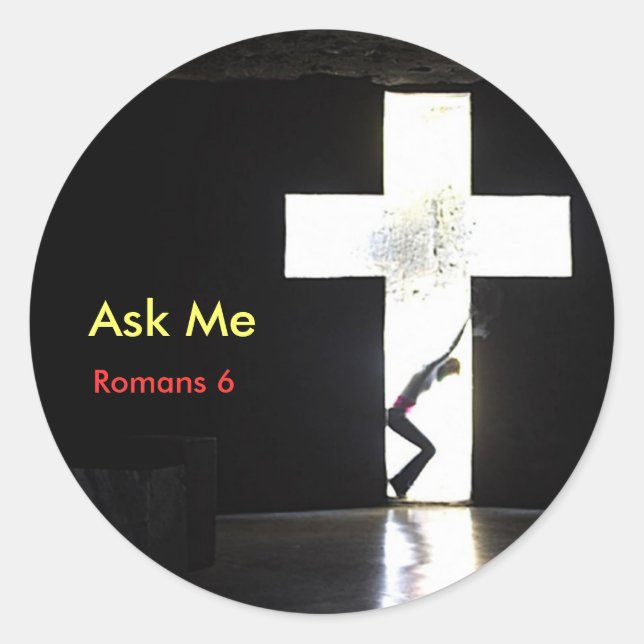 Ask Me "In the Cross" Classic Round Sticker (Front)