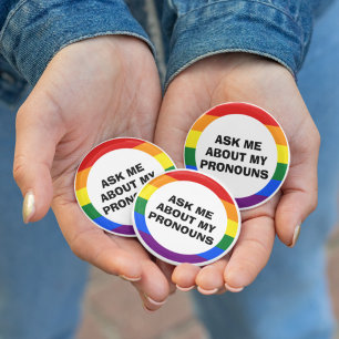 Ask Me My About Pronouns 3 Cm Round Badge