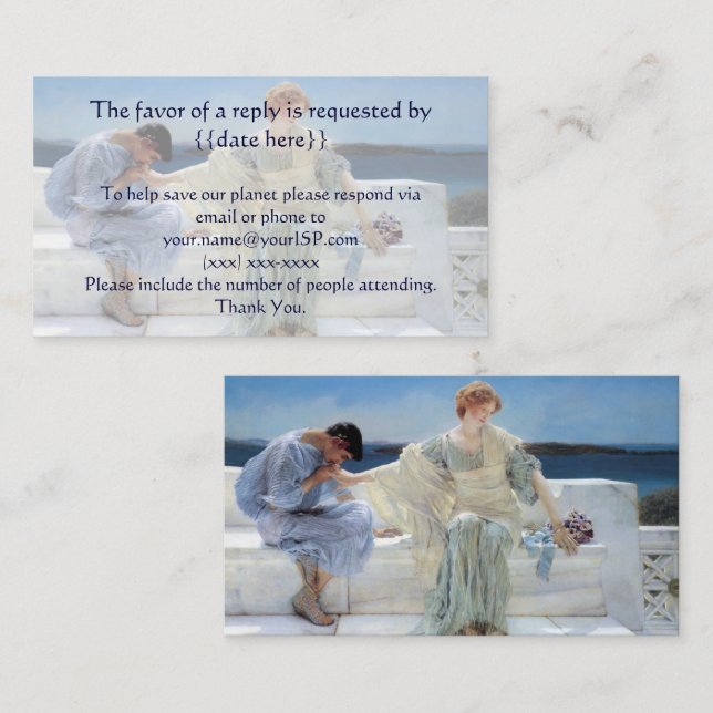 Ask Me No More by Alma Tadema Wedding RSVP Enclosure Card (Front/Back)