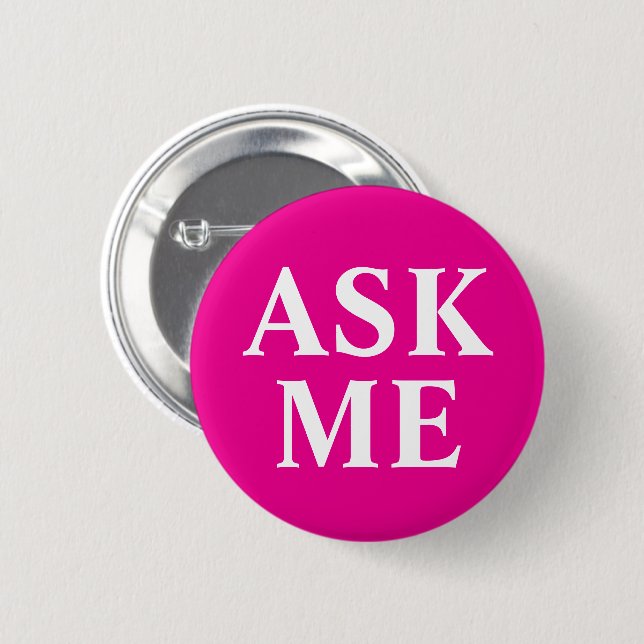 Ask Me Pink Business Badge Button (Front & Back)