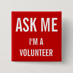 Ask Me Red Custom Volunteer Badge