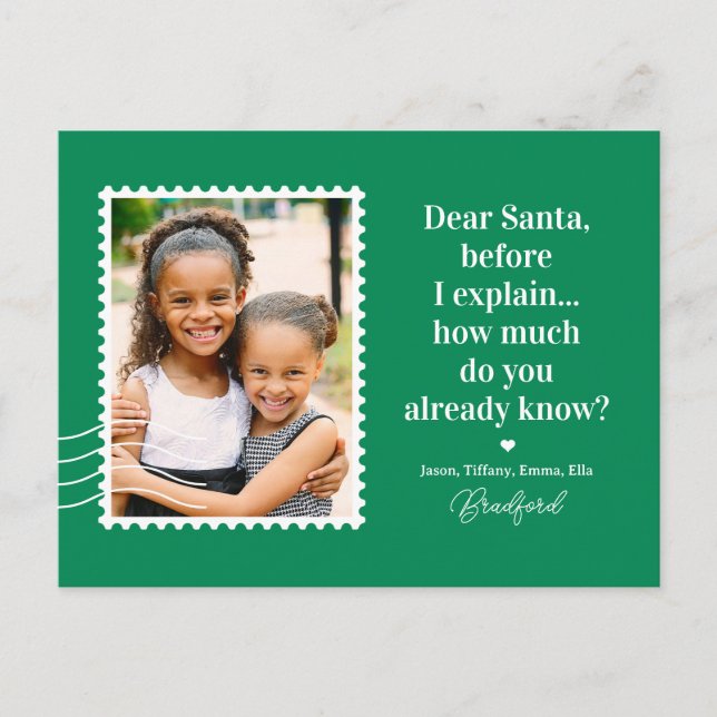 Ask Santa EDITABLE COLOR Holiday Card Postcard (Front)