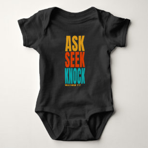 ask seek knock baby bodysuit