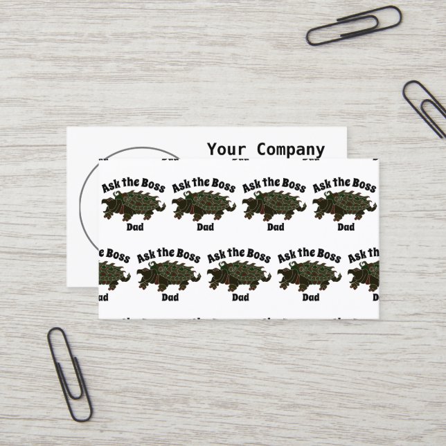 Ask the Boss Dad Alligator Snapping Turtle Business Card (Front/Back In Situ)