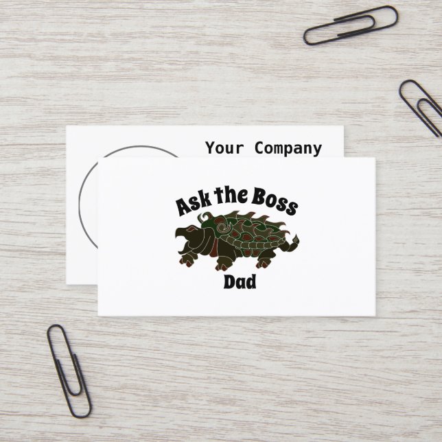 Ask the Boss Dad Alligator Snapping Turtle Business Card (Front/Back In Situ)