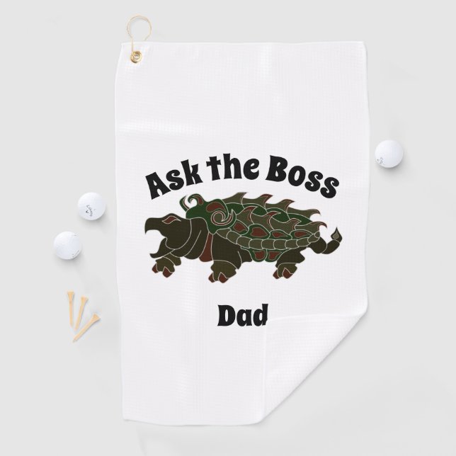 Ask the Boss Dad Alligator Snapping Turtle Golf Towel (InSitu)