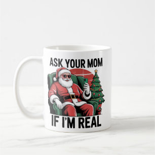 Ask Your Mum Funny Santa Snarky Retro Xmas Coffee Mug