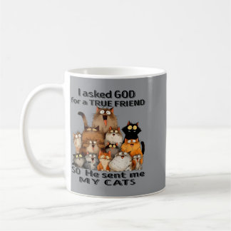 Asked God For A True Friend He Sent Cats Kitten Coffee Mug