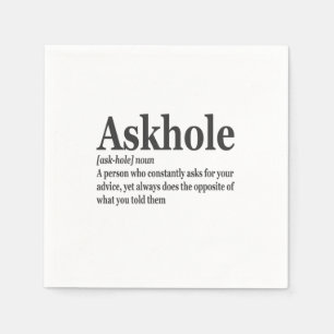 Askhole Definition Hilarious Gag Dictionary Adult Napkin