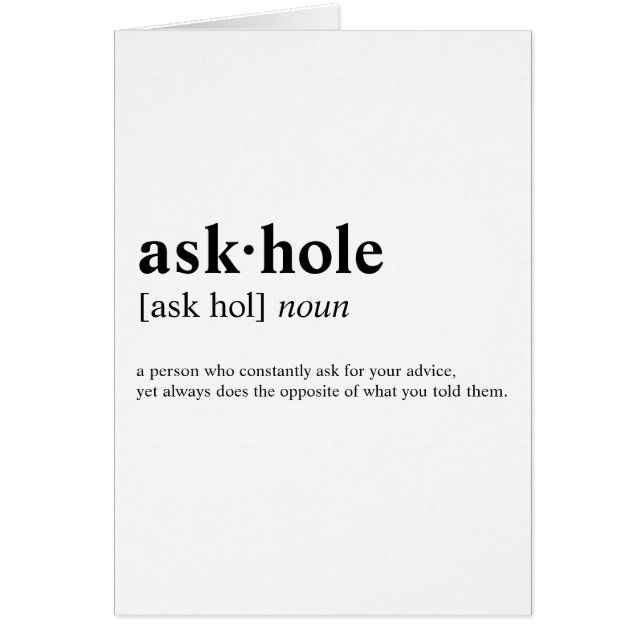 Askhole - Dictionary meaning (Front)