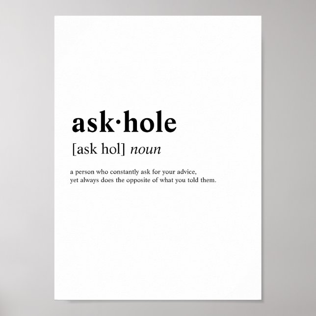 Askhole - Dictionary meaning Poster (Front)