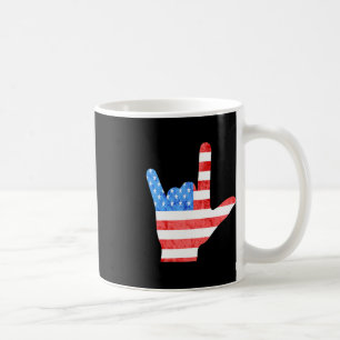 ASL 4th July American Sign Languages Deaf Awarenes Coffee Mug