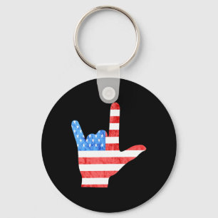 Asl 4th July American Sign Languages Deaf Awarenes Key Ring