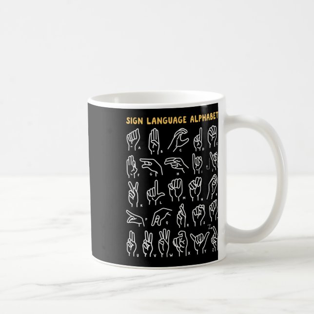 Asl Abc American Sign Language Alphabet Retro Deaf Coffee Mug (Right)
