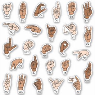 ASL Alphabet ABC Skin Tones Hand Signs