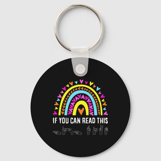 ASL Alphabet American Sing Language ASL Teacher Fu Key Ring (Front)