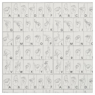 ASL American Sign Language Alphabet Pattern Fabric