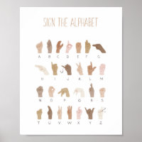 ASL American Sign Language Alphabet Poster