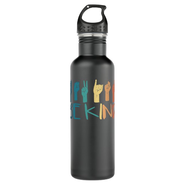 ASL American Sign Language Be Kind Hand Sign Langu 710 Ml Water Bottle (Front)