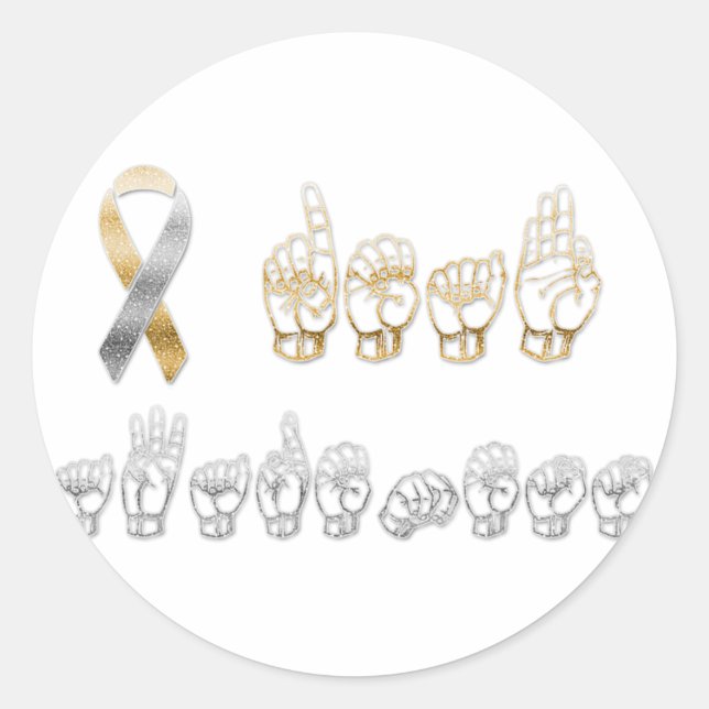 ASL American Sign Language Deaf Awareness  Classic Round Sticker (Front)