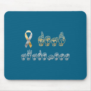 Asl American Sign Language Deaf Awareness Ribbon Mouse Pad