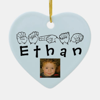 ASL American Sign Language Fingerspelled Ethan Ceramic Ornament