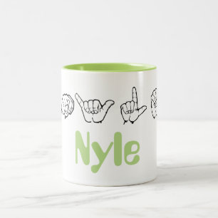ASL American Sign Language Fingerspelled Nyle Two-Tone Coffee Mug