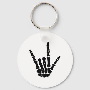 Asl American Sign Language I Love You Skeleton Han Key Ring