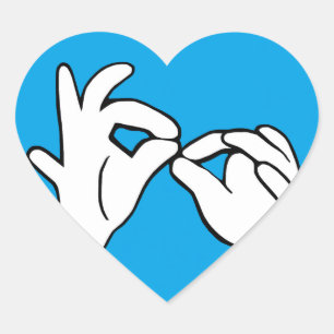ASL American Sign Language INTERPRET Heart Sticker