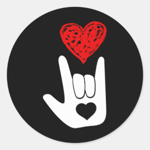ASL American Sign Language Love Hand Sign ASL Squa Classic Round Sticker