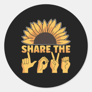 ASL American Sign Language Share The Love Awarenes Classic Round Sticker
