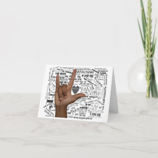 ASL and various languages saying I Love You  Thank You Card