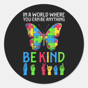 ASL Be Kind s1 ASL American Sign Language Classic Round Sticker