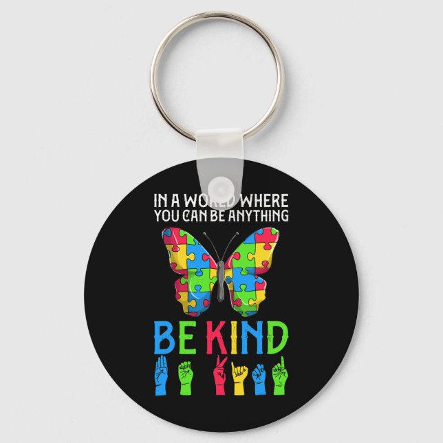 ASL Be Kind s1 ASL American Sign Language Key Ring (Front)