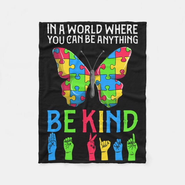 Asl Be Kind S1  Fleece Blanket (Front)
