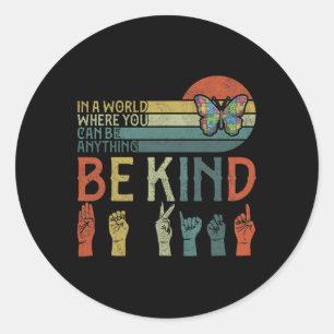 Asl Be Kind S Classic Round Sticker