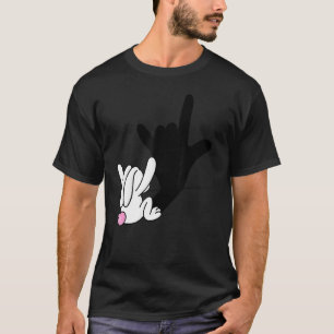 ASL Bunny Reflection I Love You Hand Sign Language T-Shirt