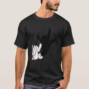 ASL Bunny Reflection I Love You Hand Sign Language T-Shirt