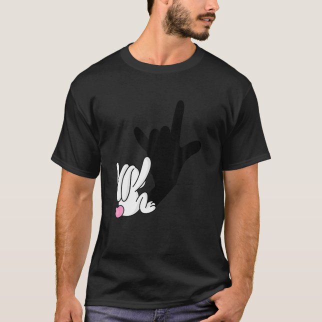 ASL Bunny Reflection I Love You Hand Sign Language T-Shirt (Front)
