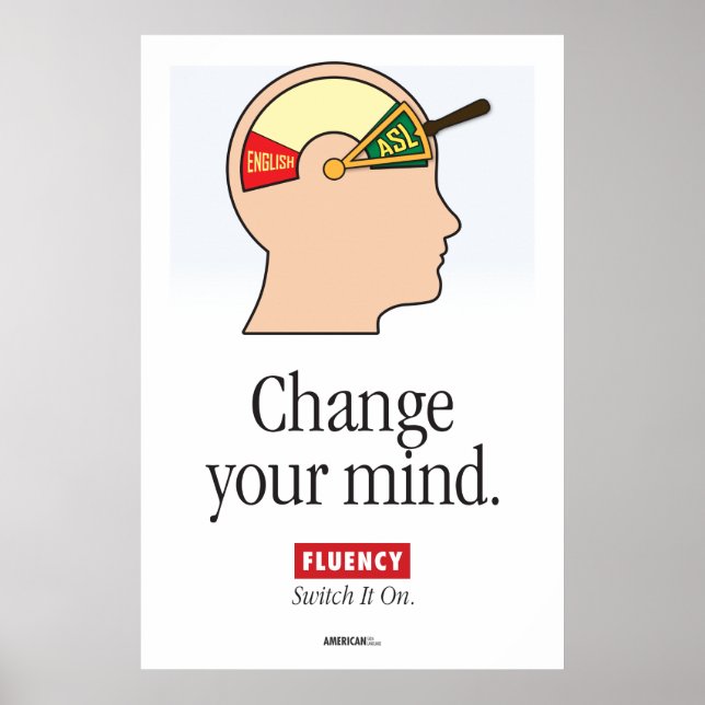 ASL Classroom poster. "Change your mind." Poster (Front)