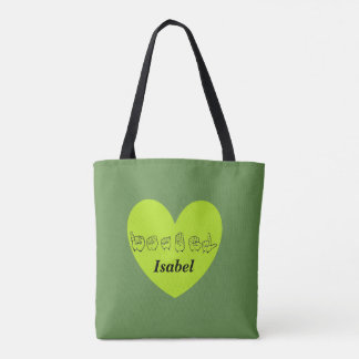 ASL Custom Name Isabel Fingerspell Alphabet Tote Bag