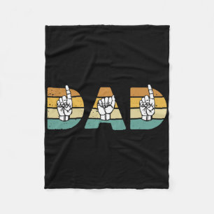 Asl Dad American Sign Language Deaf Awareness Supp Fleece Blanket